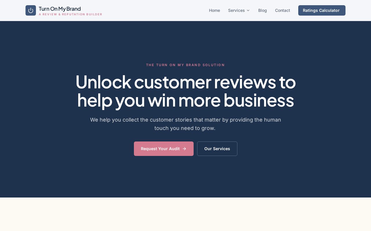 Turn On My Brand homepage